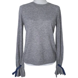 Suéter Mujer Otoño Cachemira Manga Larga Ligero Gris Puños Corbatas Talla XS - Imagen 1 de 5