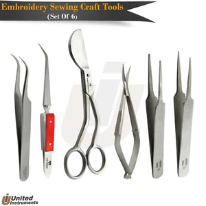 6 Pcs Dressmaker Embroidery Stitch Tools Tweezers Lace Thread Quilting Scissors - Picture 1 of 5