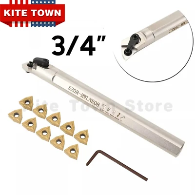 WFYB 3/4" Lathe Internal Boring Bar Turning Tool Holder + 10 WNMG432 Insert