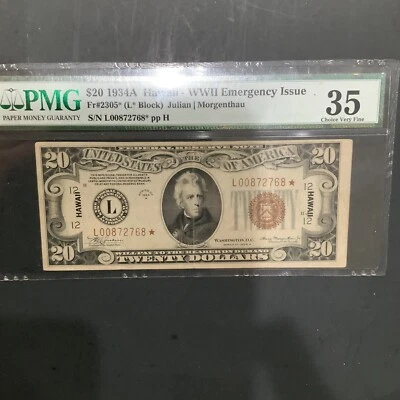 FR#2305*⭐️$20.00 Hawaii Star Note,Series 1934A.PMG 35 Choice Very Fine - Image 1 of 3