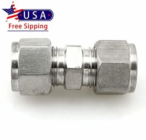 Compression Tube Fitting 1/2" x 1/2" Double Ferrule Tube Fitting Connector 1PC - Picture 1 of 5