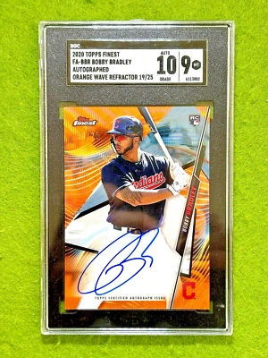 Bobby Bradley AUTO ORANGE REFRACTOR # /25 ROOKIE CARD AUTOGRAPH 10 SGC 9 RC 2020 - Image 1 of 4