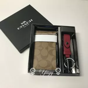 🐼💦 Coach F79848 🐼💦 Boxed Zip Card Case Valet Key Fob Set NEW AUTH 🐼 D46 *2 - Picture 1 of 6
