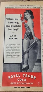 1944 RC Royal Crown Sodaflasche und Baxter Badeanzug Vintage Werbung - Bild 1 von 1