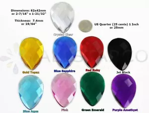 62x42mm Lágrima Estrás Plana Gemas de Acrílico Cosplay Estrás 2 Piezas 9 Colores - Imagen 1 de 67