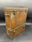 Vintage große Metall Kupfer Box mit Klappdeckel 2 Fächer schwere robuste Box