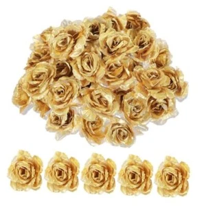 Gold Roses Artificial Flowers, 30 Pcs Fake Silk Gold Flowers Real Looking Faux - Picture 1 of 8