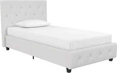 Dakota Upholstered Platform Bed with Diamond Button Tufted Headboard & Footboad Foto 1 de 4