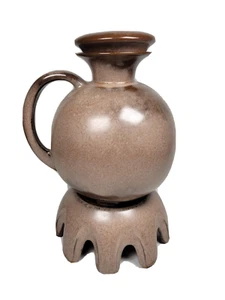 Vtg Frankoma Pottery Carafe Pitcher Decanter #82 Brown w/ Lid and Warmer MCM - Picture 1 of 9