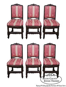 Quality Set of 6 French Country Walnut Side Dining Chairs By Interior Craft - Picture 1 of 12