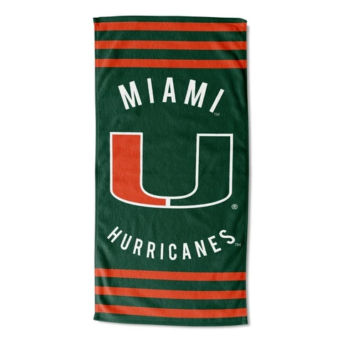 Miami Hurricanes Beach Towel (Stripes) OFFICIAL NCAA Cover