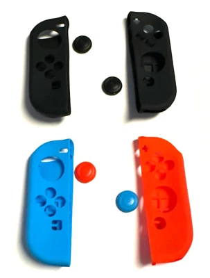 Joycon Case for Nintendo Switch - Silicone Joy Con Case (Red+Blue) and Black Pk - Image 1 of 3