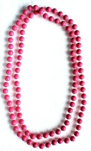 Fashion Necklace Strand Pink Long Knotted Faux Pearl String Long 24" Trendy - Picture 1 of 7