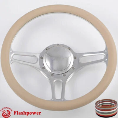 14" Billet Steering Wheels Half Wrap Ford Fairlane Galaxie LTD Ranch w/ Horn - Image 1 of 4