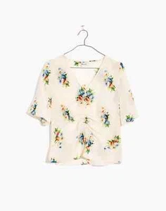 EUC MADEWELL Silk Shirred-Front Top in Classic Corsage size 0 XS - Picture 1 of 6