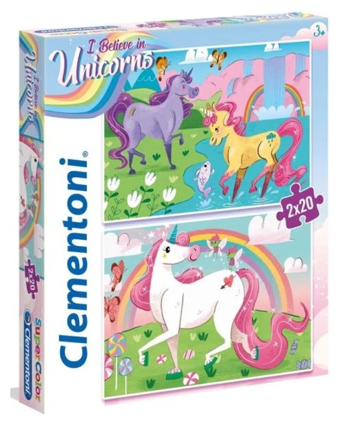 Clementoni Unicorn Super Color Puzzle 2x20 Tl. From 3J. Children's Jigsaw - Image 1 of 1