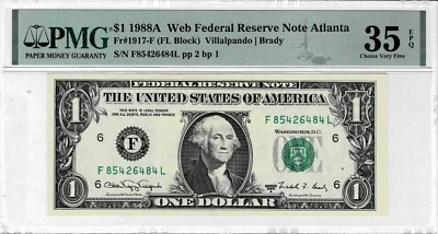 1988A Federal Reserve 'WEB'note-fr.1917-F (FL Block)Run 14 2/1-PMG 35 EPQ-scarce - Image 1 of 4