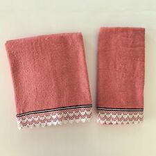 Fieldcrest Alouette Lace Towel Set Pink Rose Bath Hand Vtg Granny Cottage Core