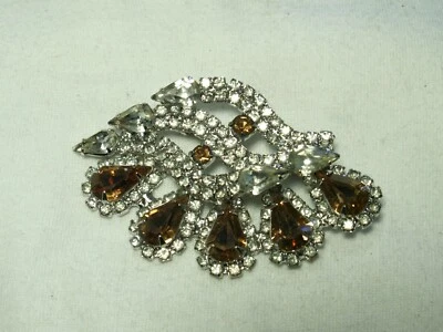 Vintage, Grande, Alla Moda Color Argento, Strass Spilla - Immagine 1 di 4