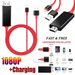 1080P HDMI Mirror Phone to HDTV TV Cable Adapter For Apple iPhone 6 6s 7 8 Plus - Picture 1 of 12