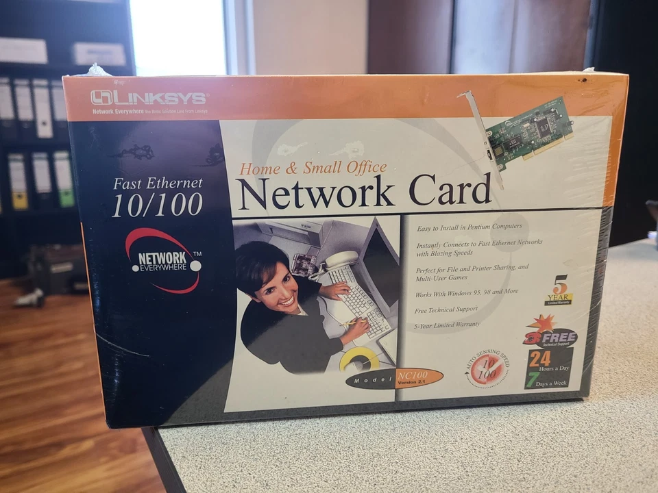 LinkSys Fast Ethernet 10/100 Home and Small Office New Sealed Network Card NC100 - Image 1 of 1