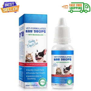 Cat & Dog Ear Infection Treatment Drops - with 1% Hydrocortisone - 2fl oz - Picture 1 of 5