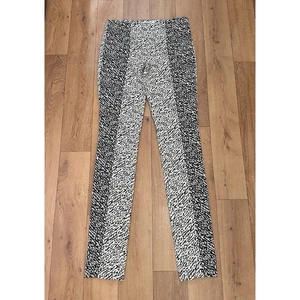 Diane Von Furstenberg Trousers US 6 Black Jacquard Wave Snake Mid Rise Skinny - Picture 1 of 14