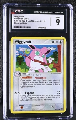 CGC 9 MINT Wigglytuff EX Fire Red & Leaf Green 52/112 Reverse Holo Pokemon Card - Image 1 of 2