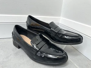 CLARK'S Ladies Black Patent Leather Slip on Loafers 5.5 (EU 39) - Picture 1 of 12