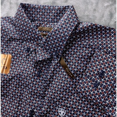 Ariat Ukiah Fitted Shirt Mens XL Naval Base Blue Long Sleeve Western NWT - Image 1 of 4