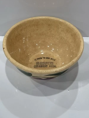 Watt Pottery Advertising Ribbed Bowl Apple Elizabeth Creamery Assn # 7 - Image 1 of 4