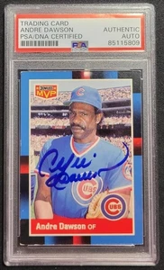 ANDRE DAWSON AUTOGRAPHED / SIGNED DONRUSS BASEBALL CARD CHICAGO CUBS PSA MLB HOF - Picture 1 of 2