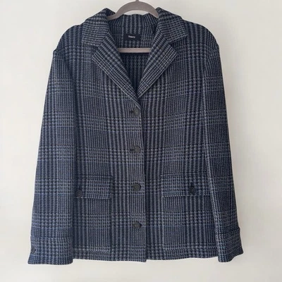 Blazer para mujer Theory Darwin mezcla de lana tweed azul marino negro beige talla mediana usado en excelente estado Foto 1 de 4