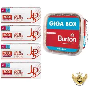 Burton Tabak Red Giga Box 400g + 4x JPS John Player Special Hülsen á 200 Stück