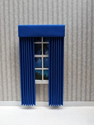 MY OWN Royal Blue Dollhouse Curtains 1:12 Scale