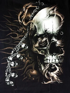 KETTEN SKULL T-SHIRT SCHWARZ M L XL 2XL TOTENKOPF NEUES MOTIV GLOW IN THE DARK - Picture 1 of 4