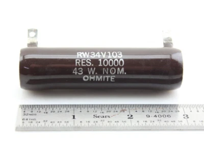 OHMITE 10K Ohm 43 Watt NOM RW34V103 Vintage 1960's NOS Qty 1 Power Resistor - Image 1 of 4