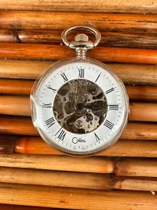 COLIBRI Mechanical Pocket Watch Skeleton Back 17 Jewels NOS / NWOB - Picture 1 of 3