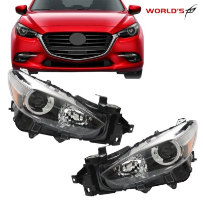 Faro lateral derecho e izquierdo para Mazda 3 2017 2018 faro halógeno carcasa negra Foto 1 de 4