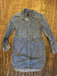 Gap Kids Girls Denim Dress Long Sleeve Medium Wash Size Medium Button Front - Picture 1 of 3
