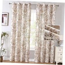  Linen Curtains Damask Floral Natural Linen Blended Curtains 52"W x 84"L Taupe