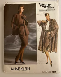 Chaqueta Falda Vogue 1915 Vintage Años 80 Patrón de Costura Anna Klein Tallas: 8-12 - Imagen 1 de 9