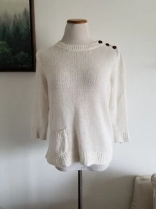 Vintage Women's Ralph Lauren Jeans Company Ivory Knit Sweater Linen & Cotton - Picture 1 of 7