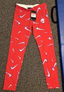 Nike Girls NSW Tight Fit Favorites Athletic Leggings Pants L Red New DA1239 Lg - Picture 1 of 4