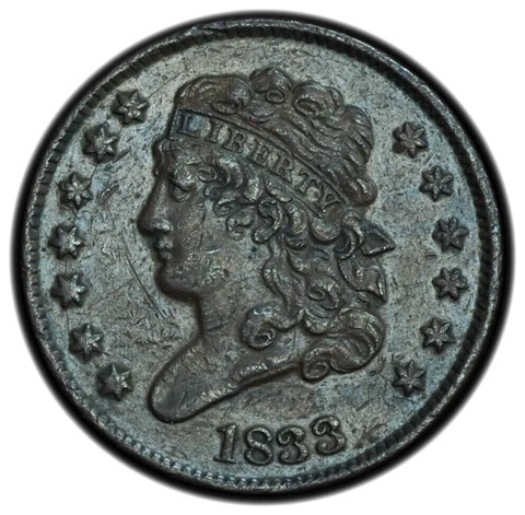 1833 Classic Head Half Cent Choice AU Details Cover