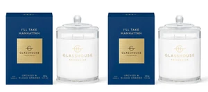 I'll Take Manhattan Orchids & Blood Orange 380g x2 Soy Candle Glasshouse *DUO* - Picture 1 of 4