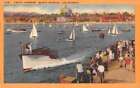 Santa Monica California Yacht Harbor Boats Scenic View Antique Postcard J76331