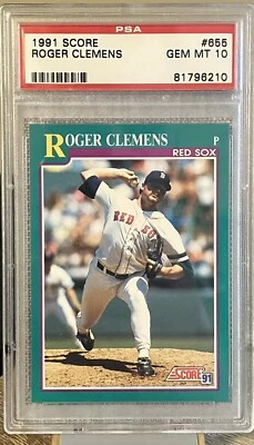 ROGER CLEMENS 1991 Score PSA 10 GEM MT #655 **POP 38** Cert: 81796210 - Image 1 of 2
