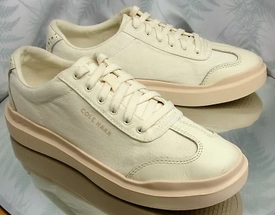 COLE HAAN GRANDPRO RALLY T-TOE WHITE CANVAS SNEAKERS SHOES US WOMENS SZ 6.5 B - Image 1 of 4