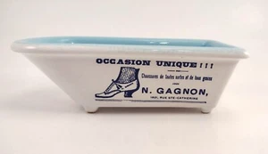 Vintage White & Blue Ceramic Bath Tub Soap Dish Vtg Advertising Print Heavy - Picture 1 of 9